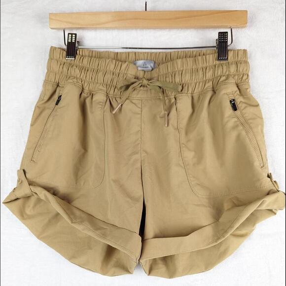 Ascend Roll Tab Shorts Medium Tan Clay Lightweight Pull On 6" Short Hiking - Picture 12 of 12